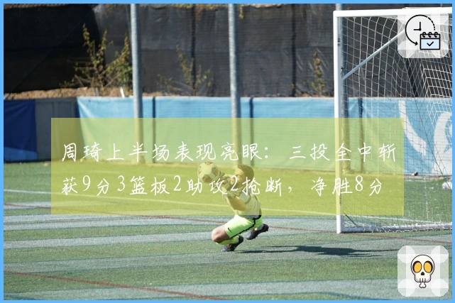 周琦上半场表现亮眼：三投全中斩获9分3篮板2助攻2抢断，净胜8分